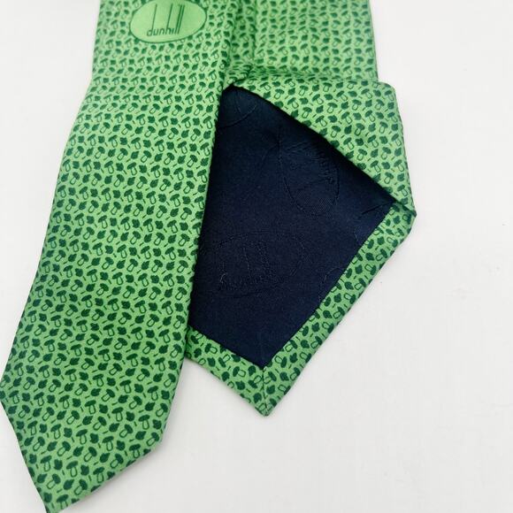 Dunhill Silk Men's Tie Green Made in Italy - Picture 3 of 7